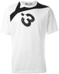 T-shirt à col rond imprimé blanc et noir Y-3
