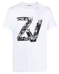 T-shirt à col rond imprimé blanc et noir Zadig & Voltaire