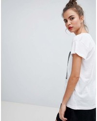 T-shirt à col rond imprimé blanc et noir Blend She