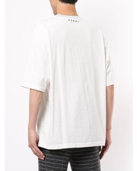 T-shirt à col rond imprimé blanc et noir Marni