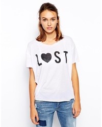 T-shirt à col rond imprimé blanc et noir Zoe Karssen