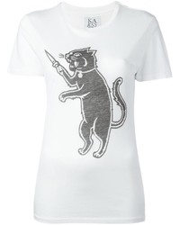 T-shirt à col rond imprimé blanc et noir Zoe Karssen