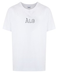 T-shirt à col rond imprimé blanc et noir Àlg