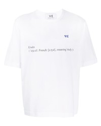 T-shirt à col rond imprimé blanc et noir Études