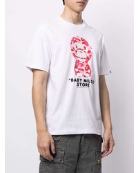 T-shirt à col rond imprimé blanc et rose *BABY MILO® STORE BY *A BATHING APE®
