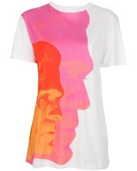 T-shirt à col rond imprimé blanc et rose Christopher Kane