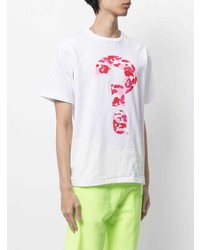 T-shirt à col rond imprimé blanc et rose A Bathing Ape
