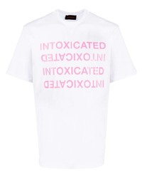 T-shirt à col rond imprimé blanc et rose Intoxicated