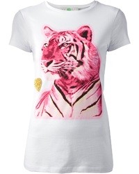 T-shirt à col rond imprimé blanc et rose Stella McCartney