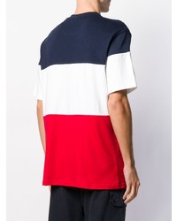 T-shirt à col rond imprimé blanc et rouge et bleu marine Fila