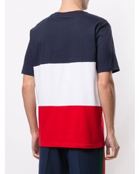 T-shirt à col rond imprimé blanc et rouge et bleu marine Fila