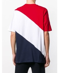 T-shirt à col rond imprimé blanc et rouge et bleu marine Fila