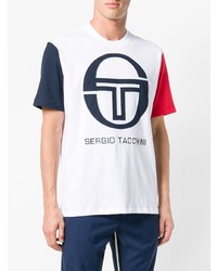 T-shirt à col rond imprimé blanc et rouge et bleu marine Sergio Tacchini