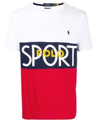 T-shirt à col rond imprimé blanc et rouge et bleu marine Polo Ralph Lauren