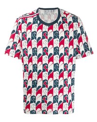 T-shirt à col rond imprimé blanc et rouge et bleu marine Rossignol