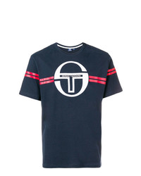 T-shirt à col rond imprimé blanc et rouge et bleu marine Sergio Tacchini