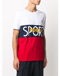 T-shirt à col rond imprimé blanc et rouge et bleu marine Polo Ralph Lauren