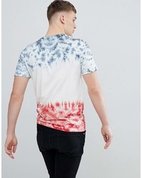 T-shirt à col rond imprimé blanc et rouge et bleu marine ONLY & SONS