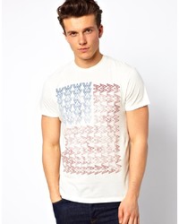 T-shirt à col rond imprimé blanc et rouge et bleu marine Wrangler