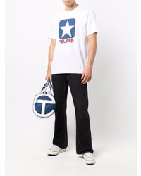 T-shirt à col rond imprimé blanc et rouge et bleu marine Converse