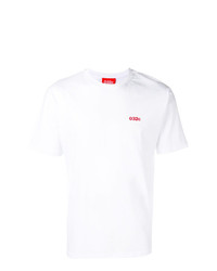 T-shirt à col rond imprimé blanc et rouge 032c