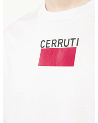 T-shirt à col rond imprimé blanc et rouge Cerruti
