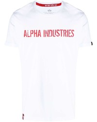 T-shirt à col rond imprimé blanc et rouge Alpha Industries