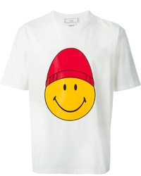 T-shirt à col rond imprimé blanc et rouge Ami