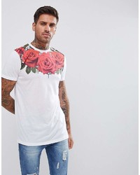 T-shirt à col rond imprimé blanc et rouge Asos