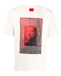 T-shirt à col rond imprimé blanc et rouge BOSS HUGO BOSS