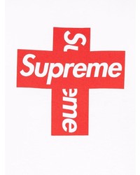 T-shirt à col rond imprimé blanc et rouge Supreme