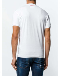 T-shirt à col rond imprimé blanc et rouge DSQUARED2