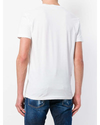 T-shirt à col rond imprimé blanc et rouge DSQUARED2