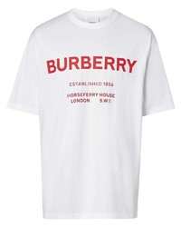 T-shirt à col rond imprimé blanc et rouge Burberry