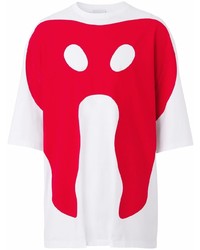 T-shirt à col rond imprimé blanc et rouge Burberry