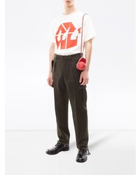 T-shirt à col rond imprimé blanc et rouge JW Anderson