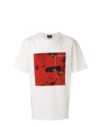T-shirt à col rond imprimé blanc et rouge Calvin Klein 205W39nyc