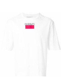T-shirt à col rond imprimé blanc et rouge Cerruti