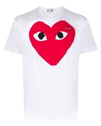 T-shirt à col rond imprimé blanc et rouge Comme Des Garcons Play