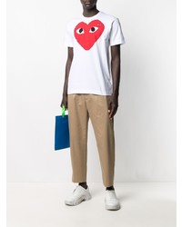 T-shirt à col rond imprimé blanc et rouge Comme Des Garcons Play