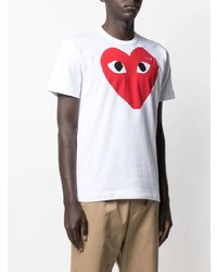 T-shirt à col rond imprimé blanc et rouge Comme Des Garcons Play