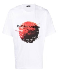 T-shirt à col rond imprimé blanc et rouge costume national contemporary