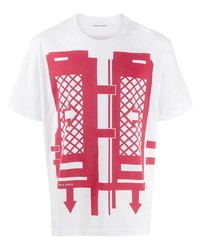T-shirt à col rond imprimé blanc et rouge Craig Green