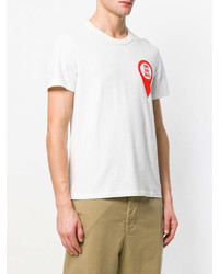 T-shirt à col rond imprimé blanc et rouge AMI Alexandre Mattiussi