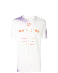 T-shirt à col rond imprimé blanc et rouge Damir Doma