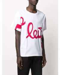 T-shirt à col rond imprimé blanc et rouge Valentino