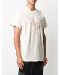 T-shirt à col rond imprimé blanc et rouge Paura