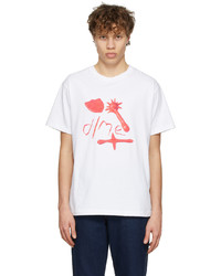 T-shirt à col rond imprimé blanc et rouge Dime