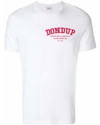 T-shirt à col rond imprimé blanc et rouge Dondup