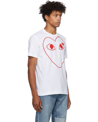 T-shirt à col rond imprimé blanc et rouge Comme Des Garcons Play